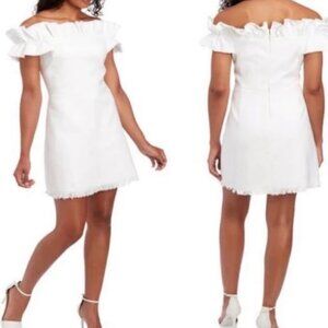 NWT REBECCA TAYLOR Snow White Boucle Off Shoulder Mini Dress 8 MSRP $495
